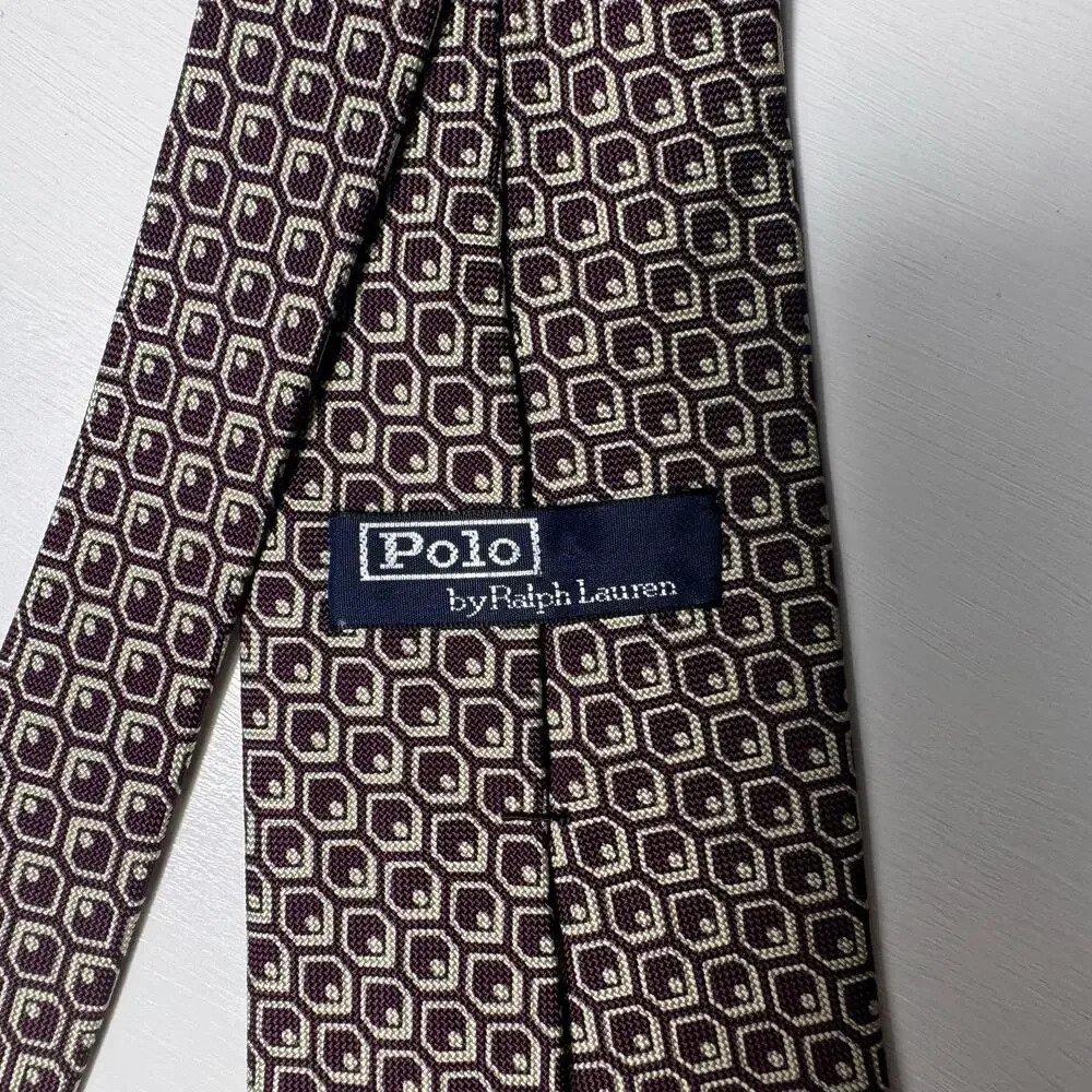 Polo by Ralph Lauren Geometric‎ honeycomb desing/points  red/purple Tie